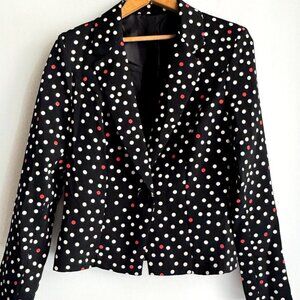 Designer Polka Dot White Black Blazer Made in Italy S/M